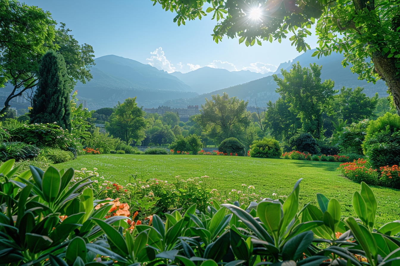 Vue panoramique des espaces verts luxuriants à Grenoble, illustrant la diversité et beauté des parcs en Isère pour un mode de vie serein